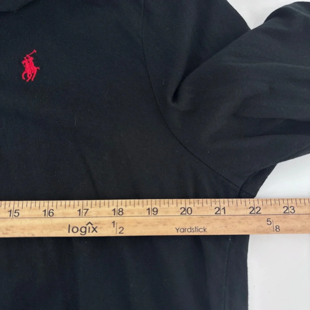 Polo‎ Ralph Lauren Hooded T-Shirt Mens Large Black Red Pony Logo Long Sleeve Tee